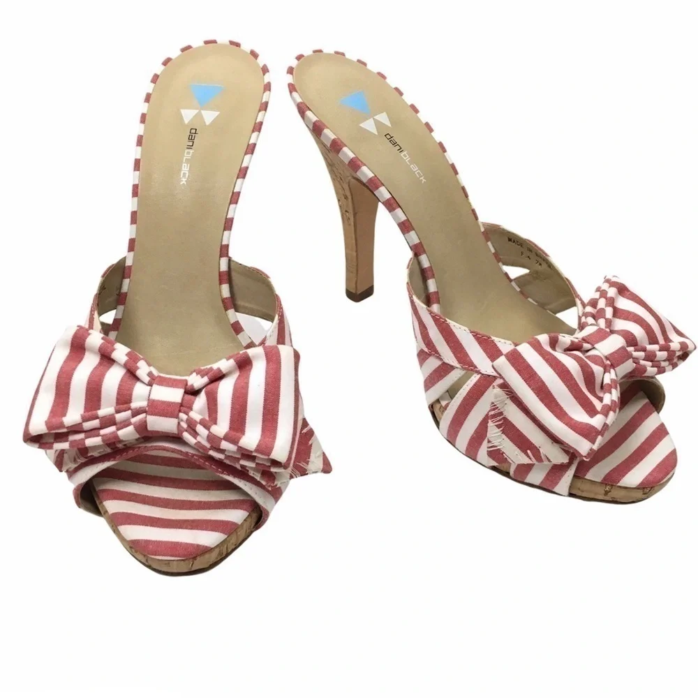 DANIBLACK Bow Heels Striped Patriotic Preppy Minnie Mouse Pinup Style Size 7